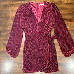 La Maison Talulah RTR - Red Velvet Metallic Mini Dress w/ Bow Size XS